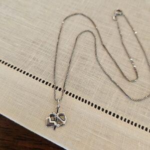 Vintage Sterling Silver Faith Hope Love Pendant Charm Necklace from Finland 14"